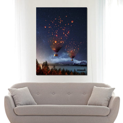 Hot Air Balloon Light Canvas Wall Art