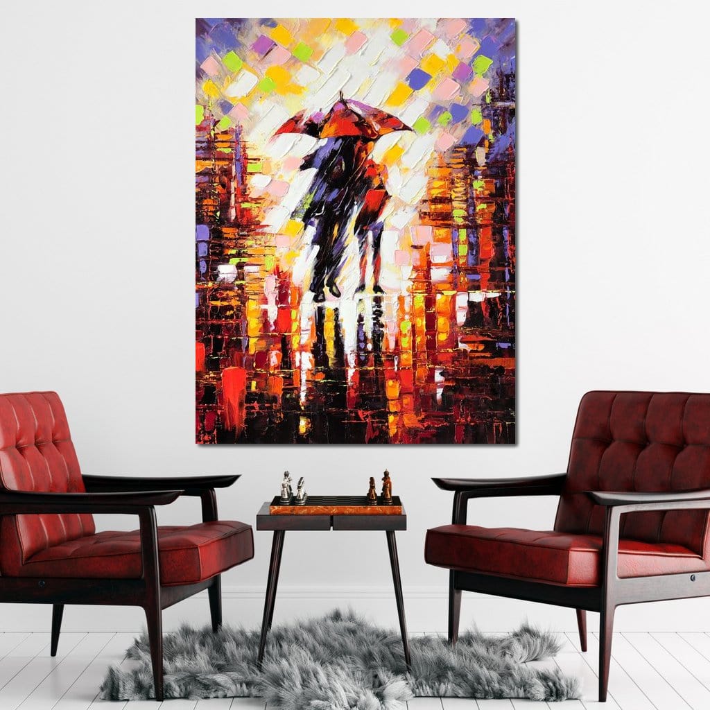 Enamoured Under The Umbrella Canvas Wall Art