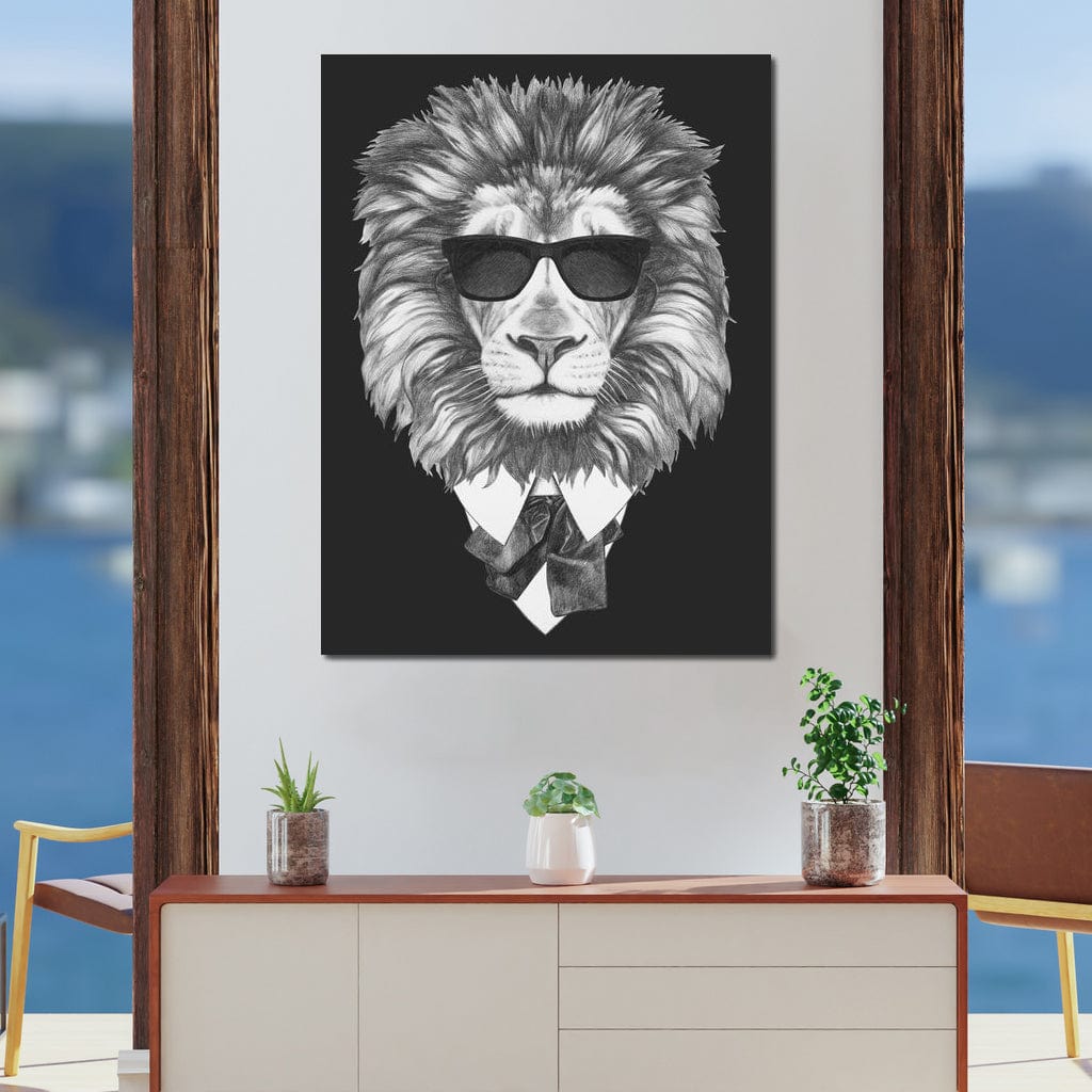 Dressed Up Lion Canvas Wall Art
