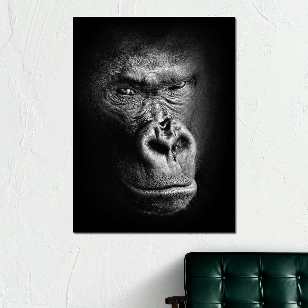 Black and White Gorilla Canvas Wall Art