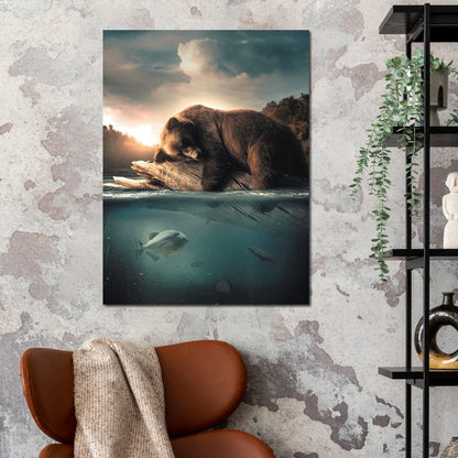 Floating Bear Canvas Wall Art