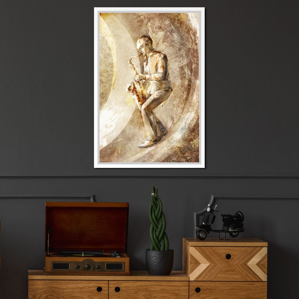 Playing the Saxophone Canvas Wall Art