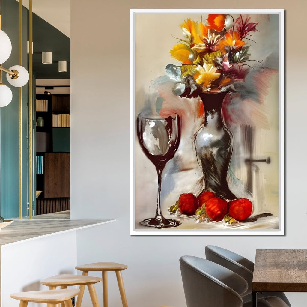 Abstract Wine & Flowers 02 Canvas Wall Art