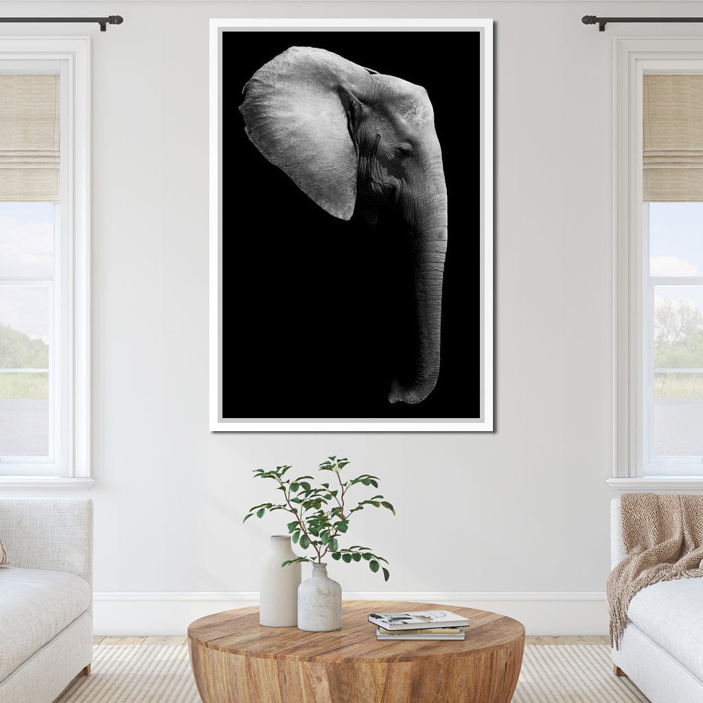 Black and White Elephant Head Canvas Wall Art