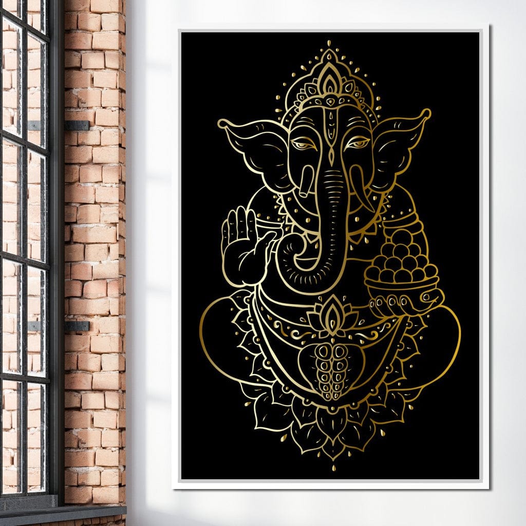 Golden Ganesha Canvas Wall Art