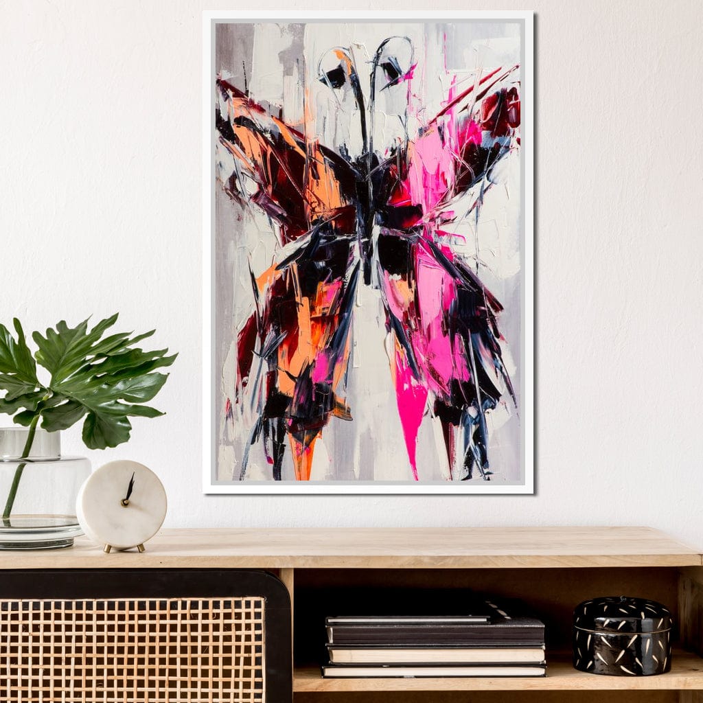 Orange & Pink Butterfly Canvas Wall Art