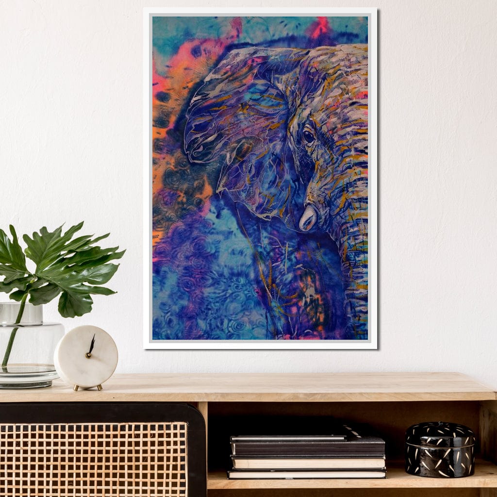 Blue Elephant Canvas Wall Art