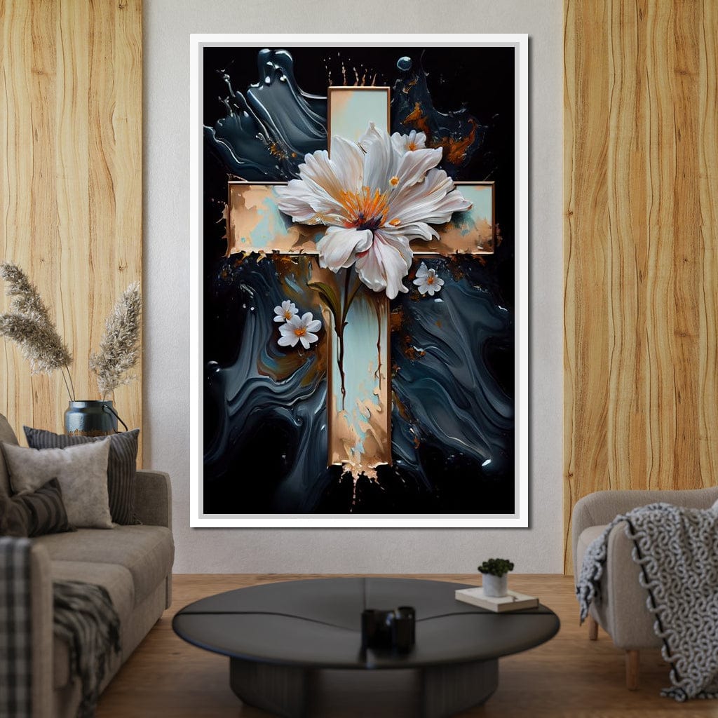 Floral Cross 02 Canvas Wall Art