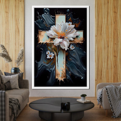 Floral Cross 02 Canvas Wall Art