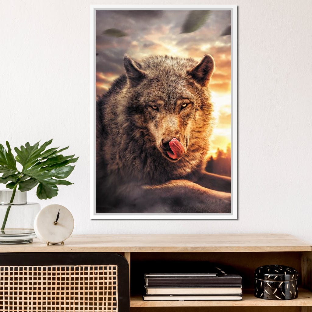 Wolf Sunset Canvas Wall Art