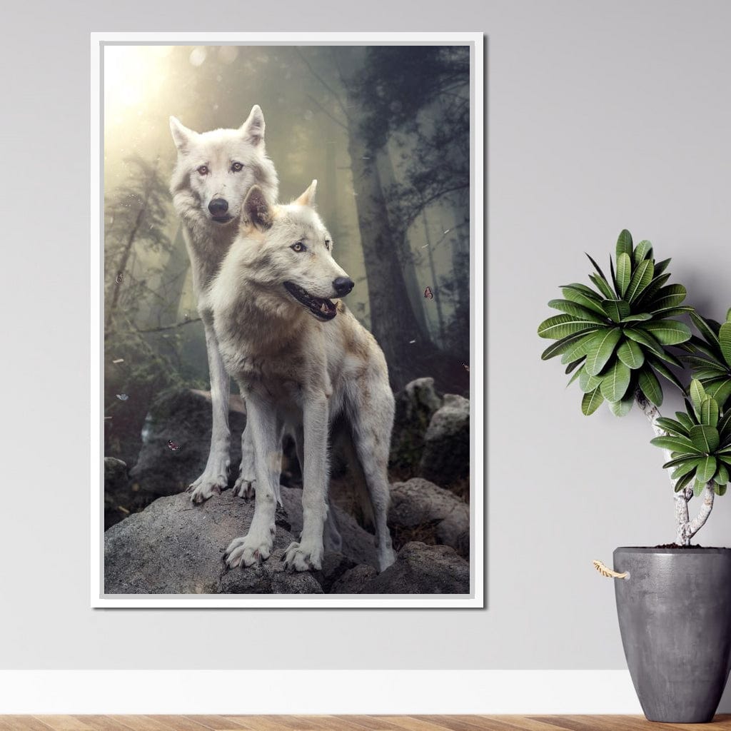 Double Wolves Canvas Wall Art