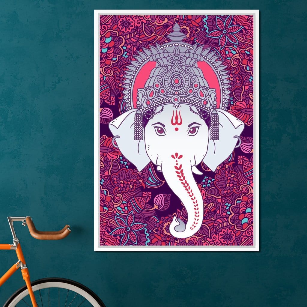 Hindu Lord Ganesha in Pink Canvas Wall Art