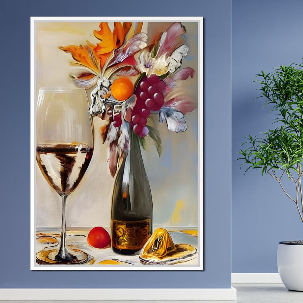 Abstract Wine & Flowers 05 Canvas Wall Art