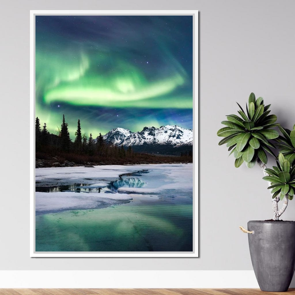 Northern Lights Landscape Canvas Wall Art