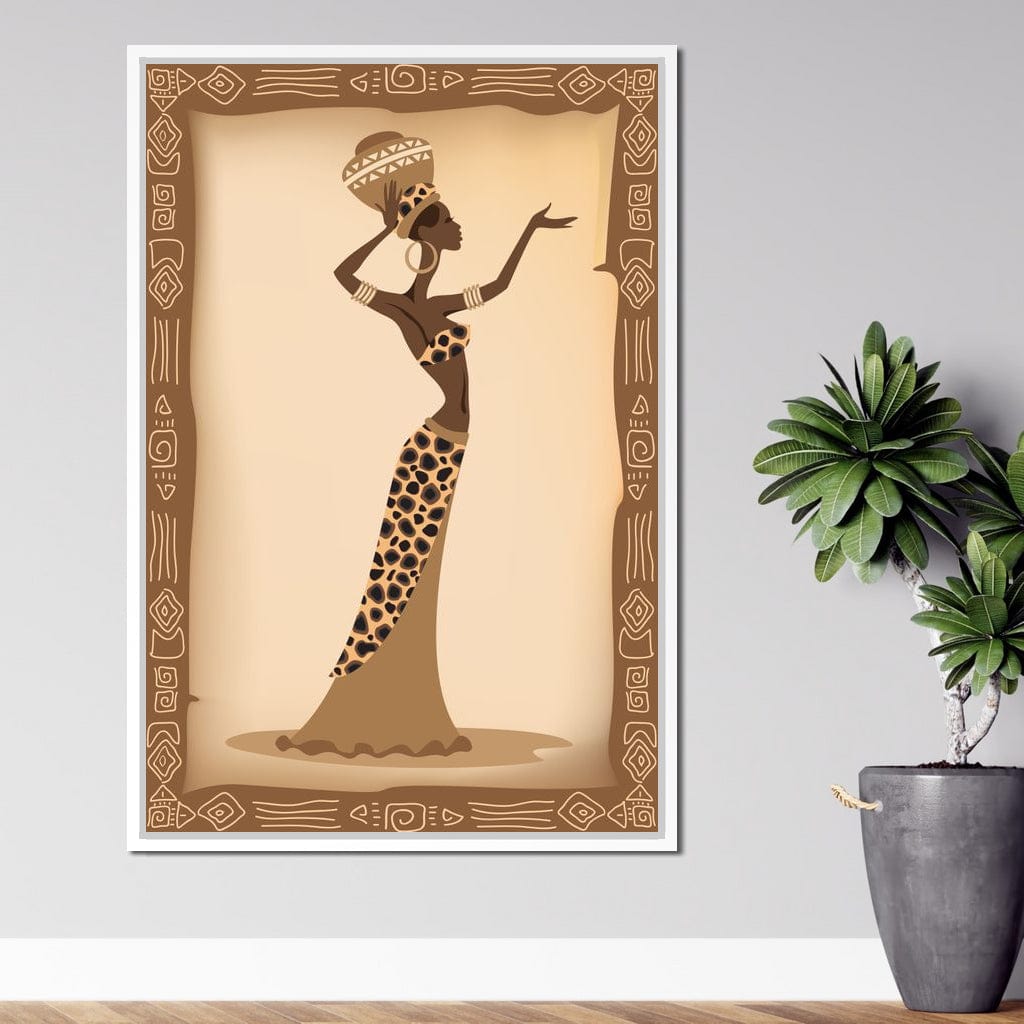 Traditional African Woman With Leopard Dress Canvas Wall Art