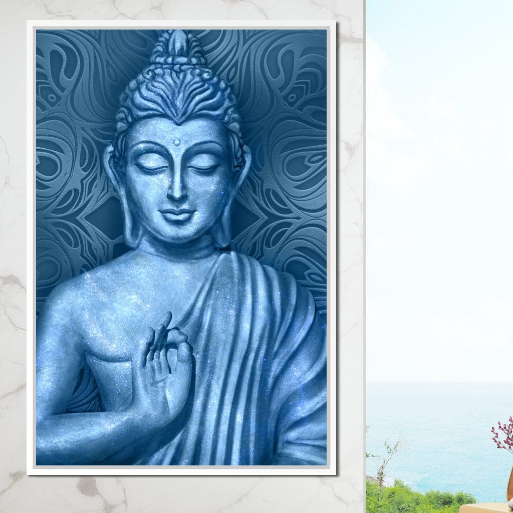 Blue Meditating Buddha Canvas Wall Art