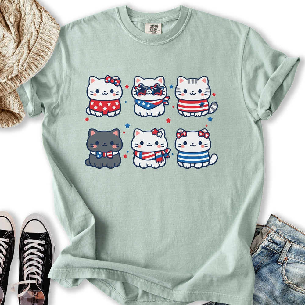 Cute Patriotic Cats Relaxed Tee