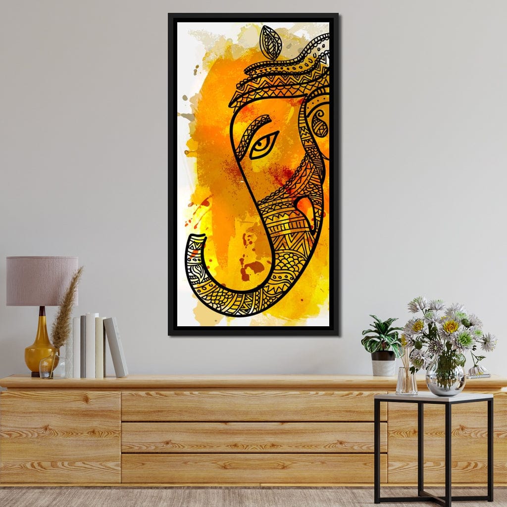 Lord Ganesha in Yellow Canvas Wall Art