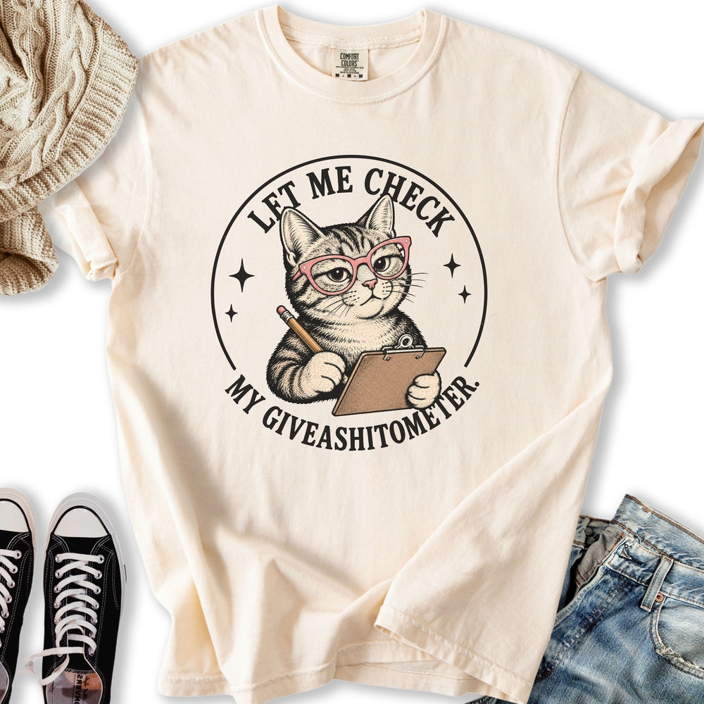 Giveashitometer Cat Relaxed Tee