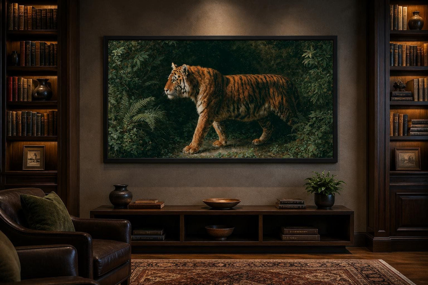 Bengal Tiger Canvas Print – Realistic Wildlife Wall Art for Living Room Decor