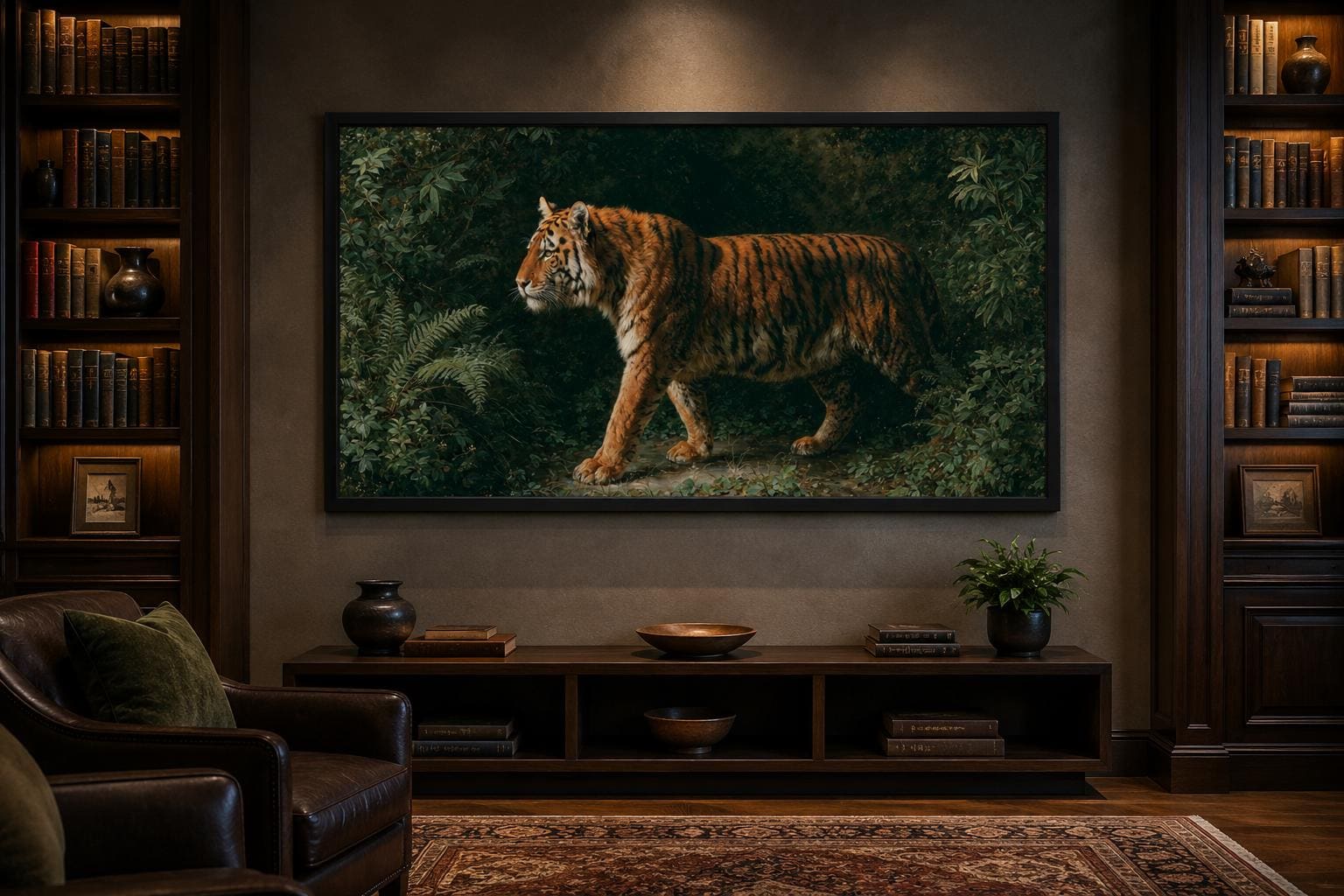 Bengal Tiger Canvas Print – Realistic Wildlife Wall Art for Living Room Decor