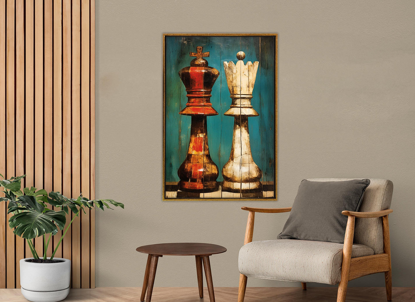 Rustic Bedroom Wall Decor – King Queen Canvas Print | Framed, Ready to Hang Art