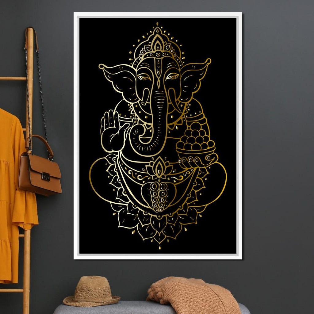 Golden Ganesha Canvas Wall Art
