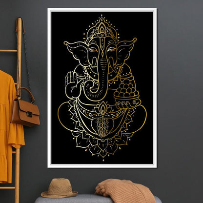 Golden Ganesha Canvas Wall Art