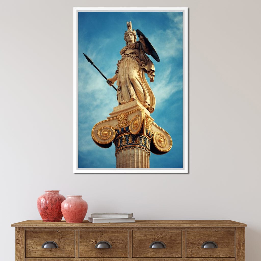 Athena Statue in Athens Canvas Wall Art