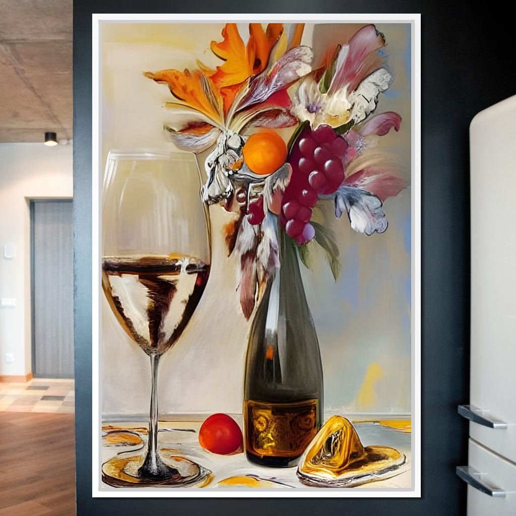 Abstract Wine & Flowers 05 Canvas Wall Art