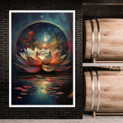 Midnight Lotus Flower Canvas Wall Art