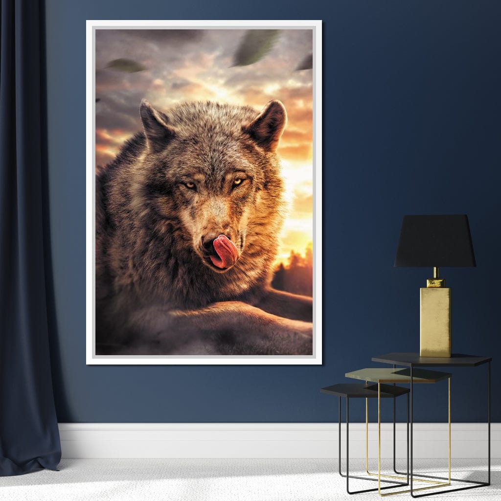 Wolf Sunset Canvas Wall Art