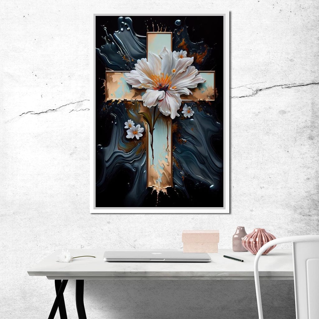 Floral Cross 02 Canvas Wall Art
