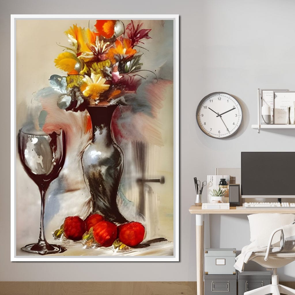 Abstract Wine & Flowers 02 Canvas Wall Art