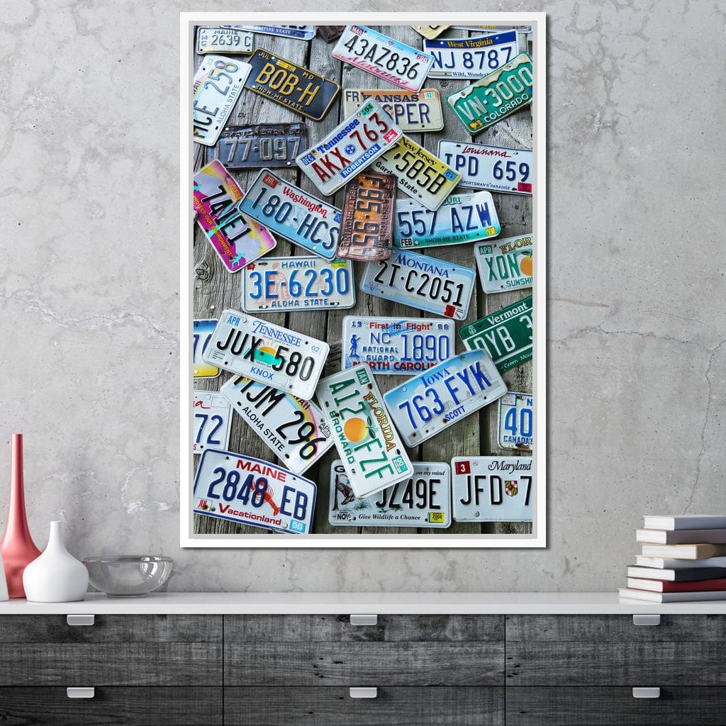 License Plates Canvas Wall Art