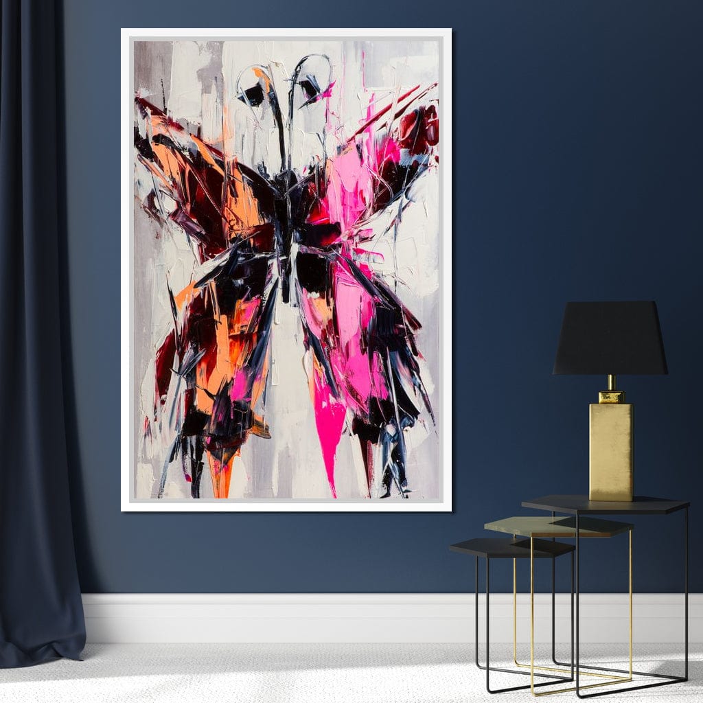 Orange & Pink Butterfly Canvas Wall Art