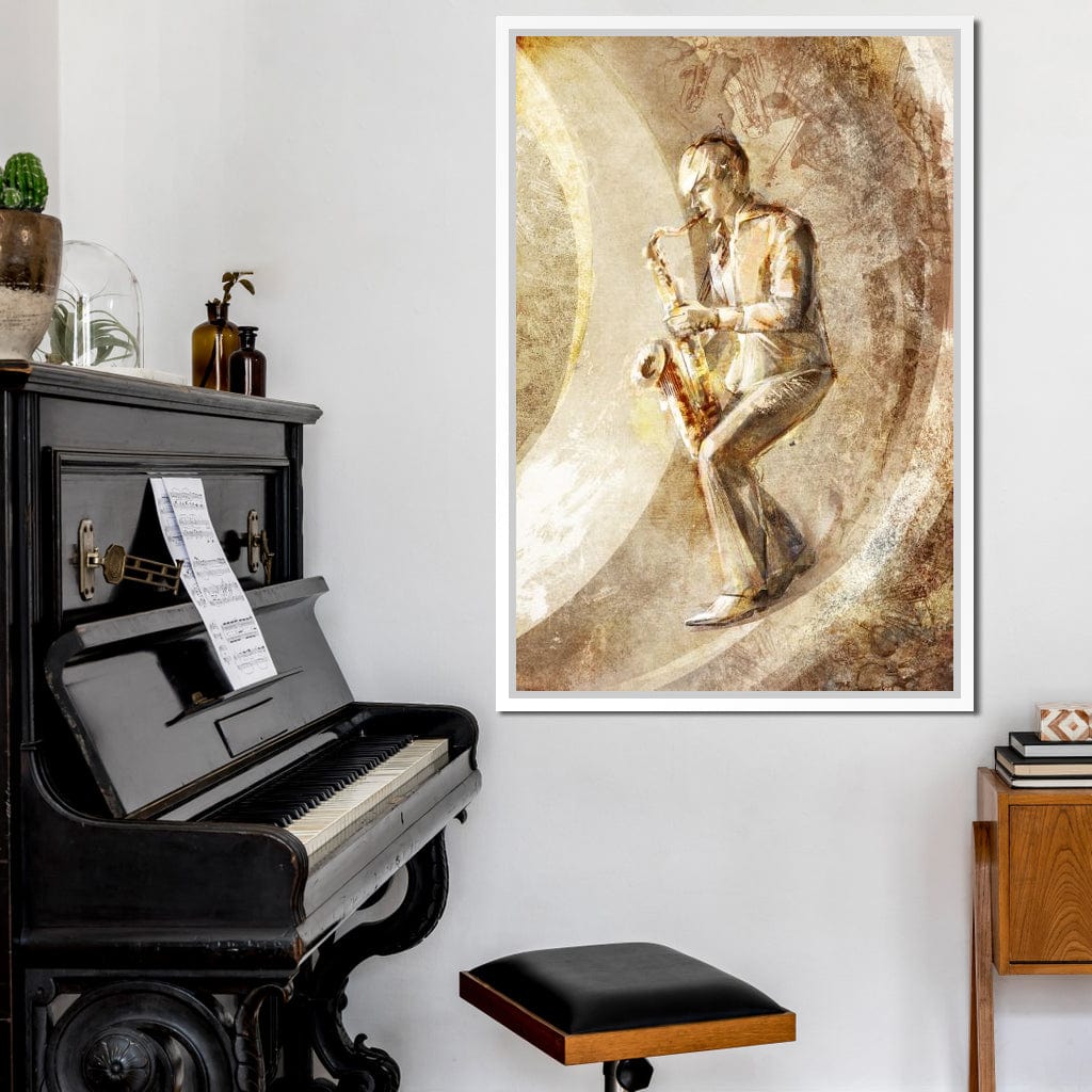 Playing the Saxophone Canvas Wall Art