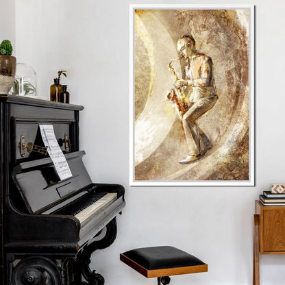 Playing the Saxophone Canvas Wall Art