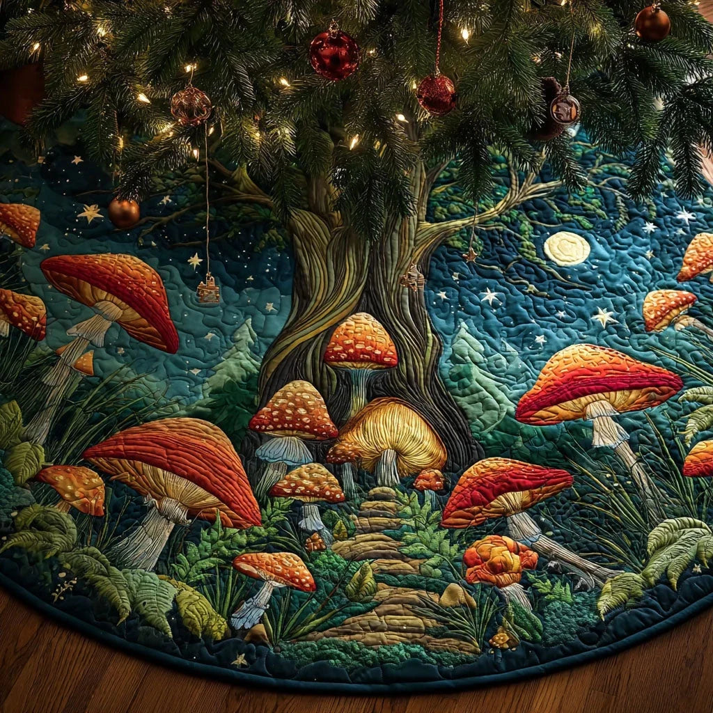 Fairy Glow Meadow Christmas Quilted Tree Skirt