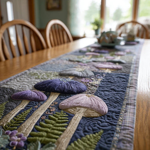 Fairy Mushrooms Quilted Table Runner