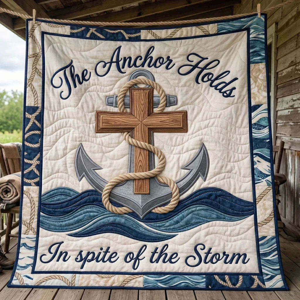 Faith Anchor Cross Quilt Blanket