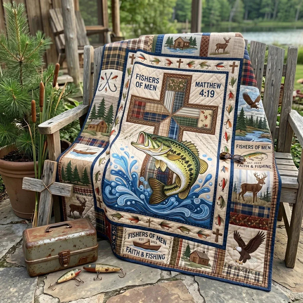 Faith And Fishing Quilt Blanket