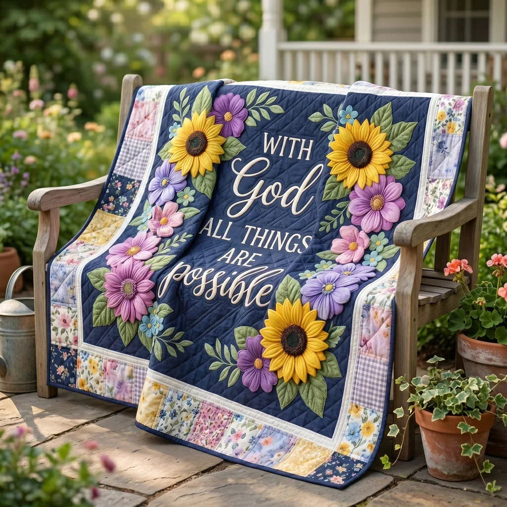 Faith And Flowers Quilt Blanket