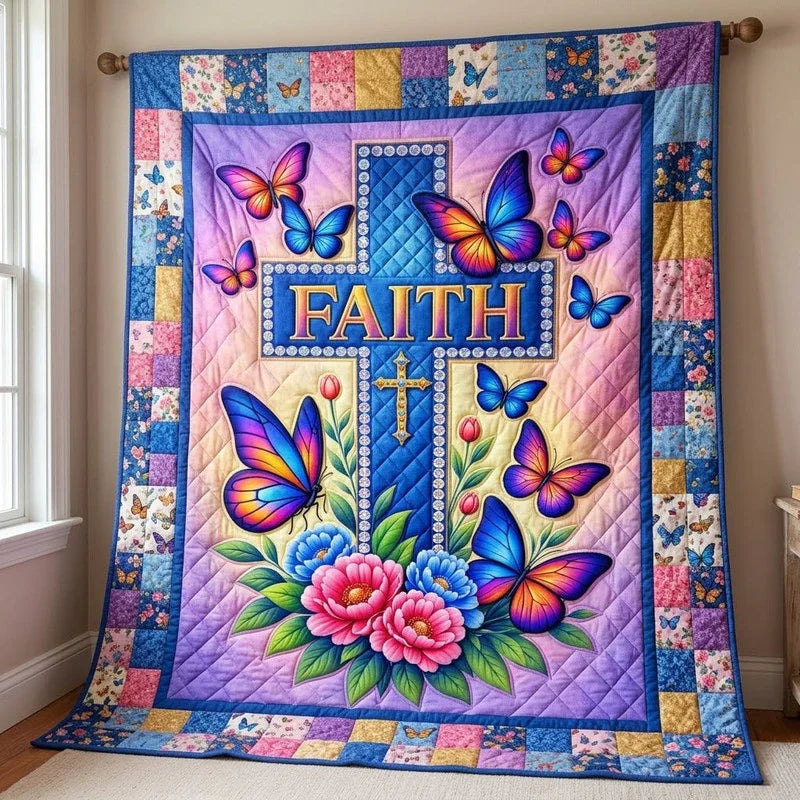 Faith and Flutter Quilt Blanket - Quilted Blanket by Wild and Way