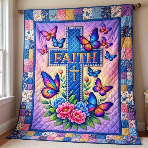 Faith and Flutter Quilt Blanket - Quilted Blanket by Wild and Way
