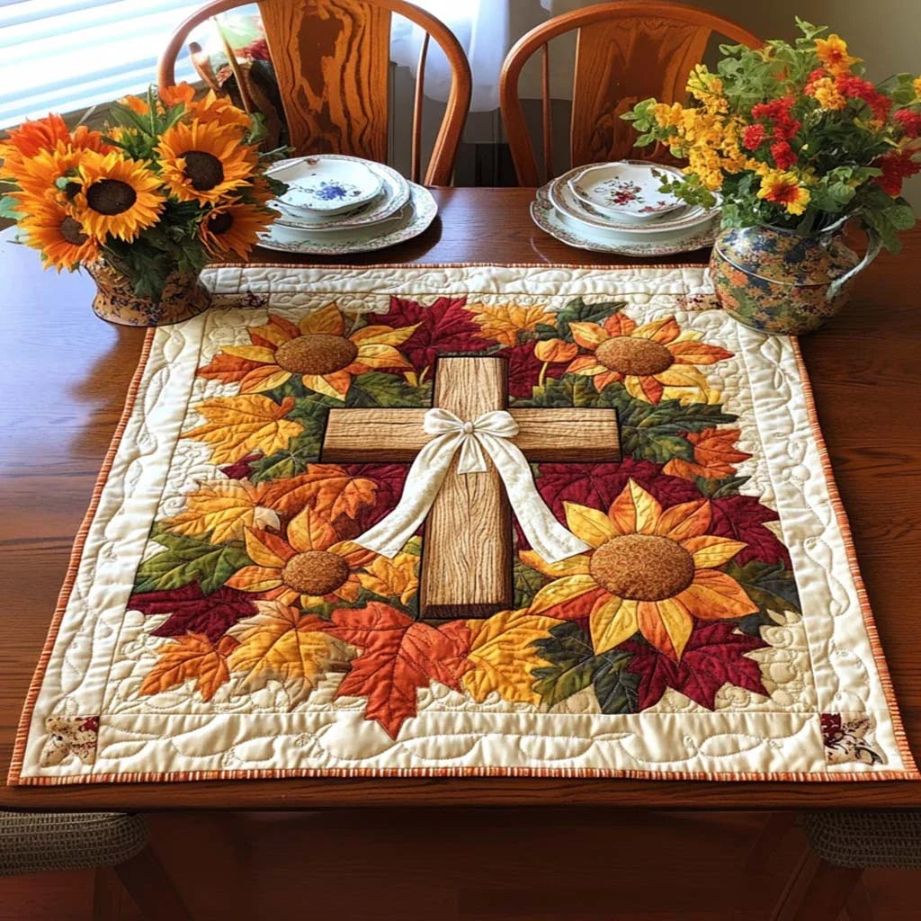 Faith and Foliage Quilted Table Topper