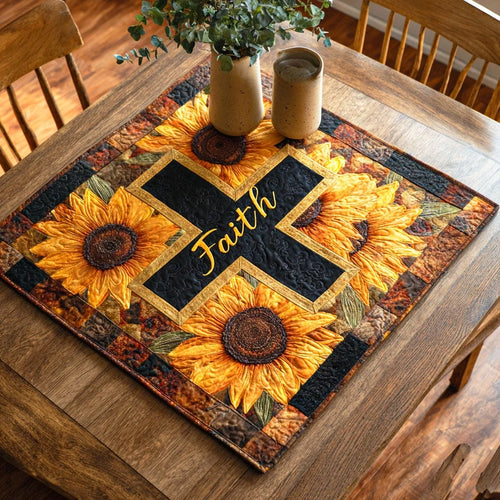 Faith Bloom Sunflower Quilted Table Topper