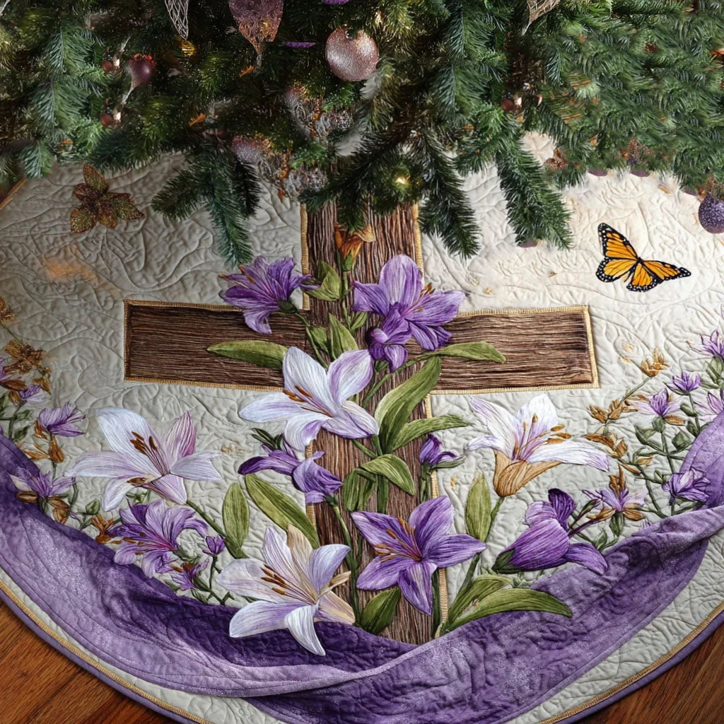 Faith Blossom Christmas Quilted Tree Skirt