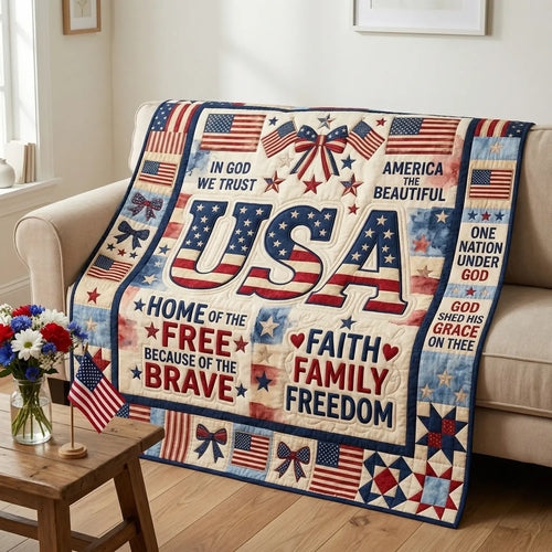 Faith Family Freedom Quilt Blanket