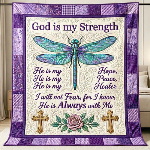 Faith Over Fear Dragonfly Quilt Blanket